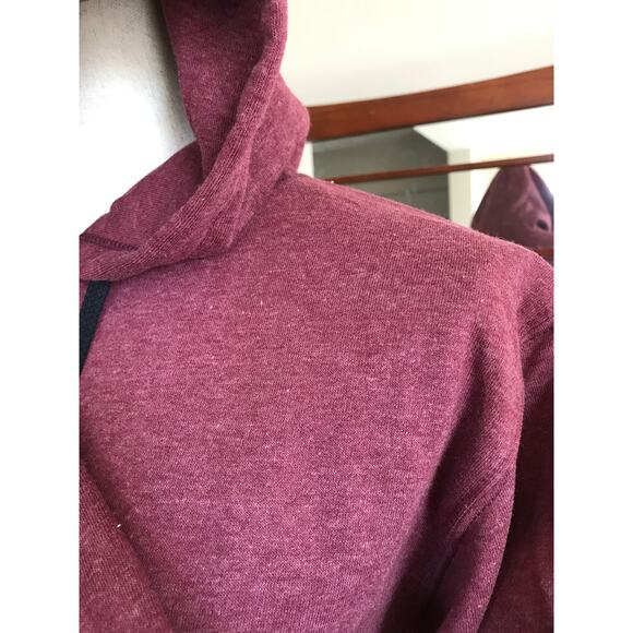 OTLA Cropped Fleece Hoodie Marled Wine - Picture 6 of 7